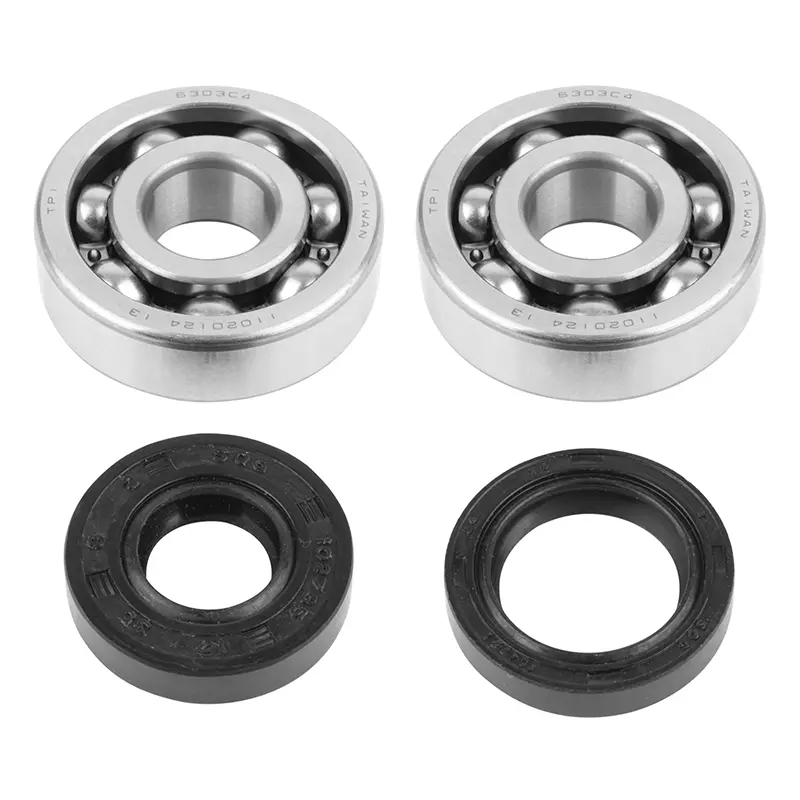 Pleuellager + Dichtung 50 mit Gehäuse P2R passend für Minarelli 50 AM6, MBK 50 X-Power, Yamaha 50 TZR, Peugeot 50 XPS, XR6, Rieju 50 RS1, SMX, Beta 50 RR (Satz 6303 TPI Stahl C4, Nitrildichtung)