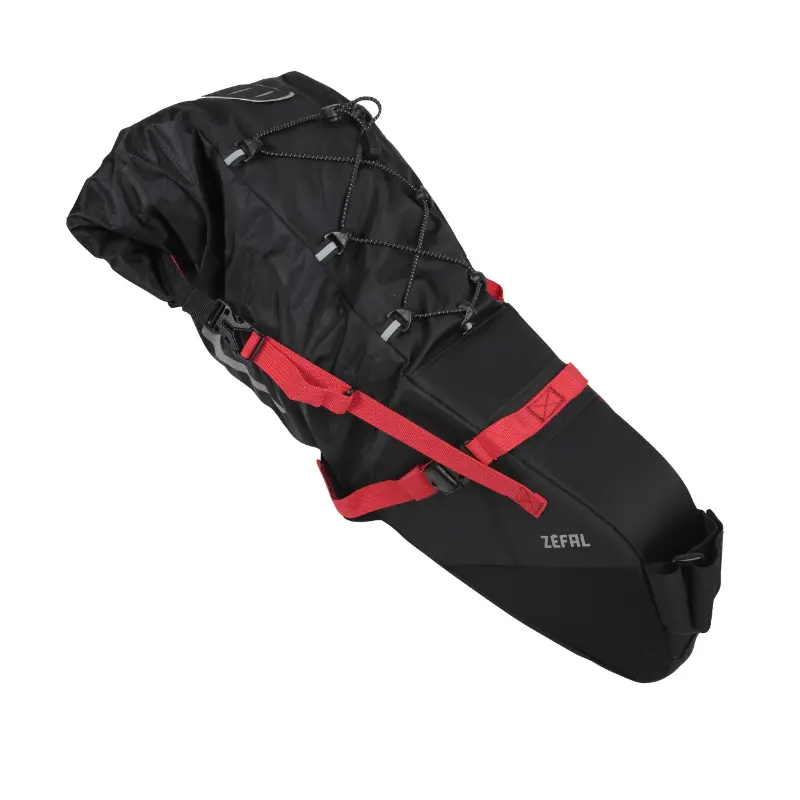 حقيبة سرج دراجة Zefal Z Adventure R17 أسود-أحمر مقاوم للماء تثبيت فيلكرو 17 لتر (ط 62 سم × ع 24 سم × 20 سم) أقصى حمل 5 كجم