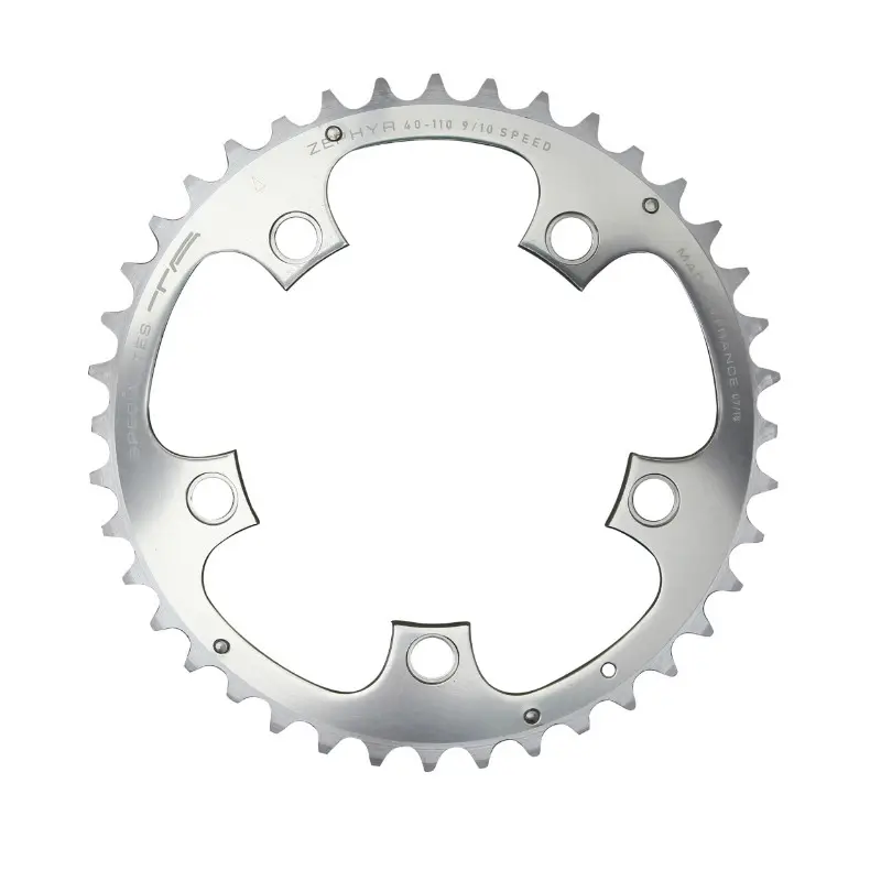 Plateau route 5BRA d.110 ta zephyr 40DTS exterieur argent alu 7075 type shimano 9-10V.