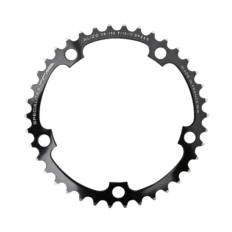 SPECIALITES TA ALIZE 38DTS 5BRA d.130 iç siyah alüminyum 7075 Shimano 8-9-10V yol dişlisi.