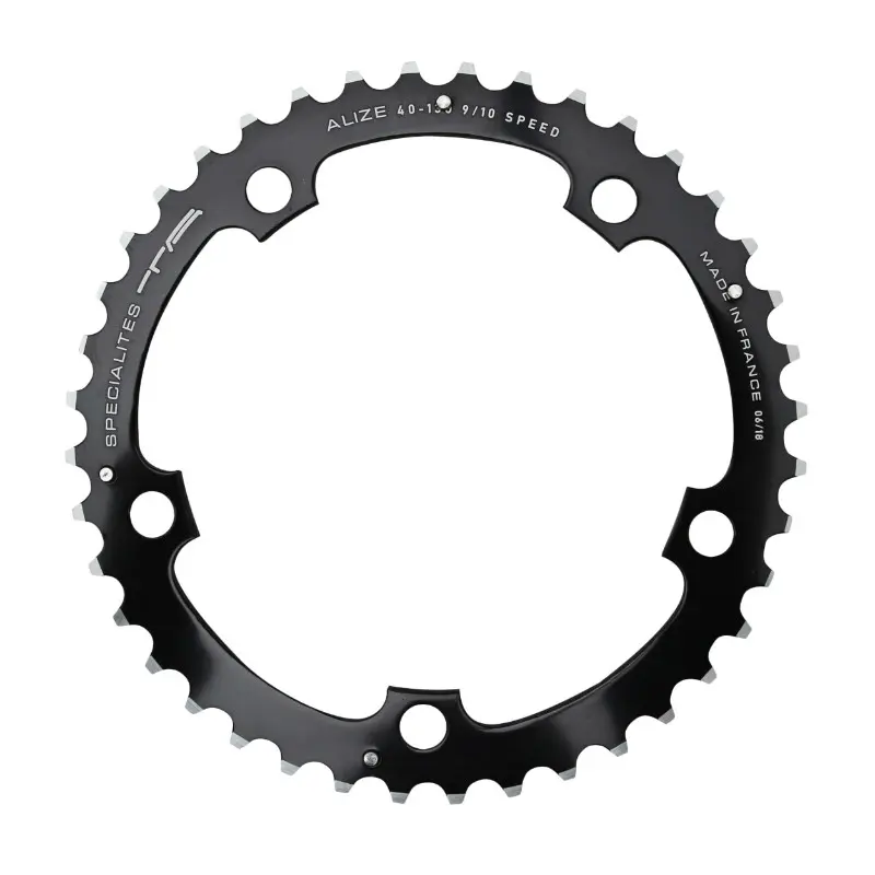 Rennrad-Kettenblatt Spécialités TA 5BRA Durchmesser 130 Alizé Triple 40 DTS Mitte schwarz Alu 7075 Shimano 8-9-10G