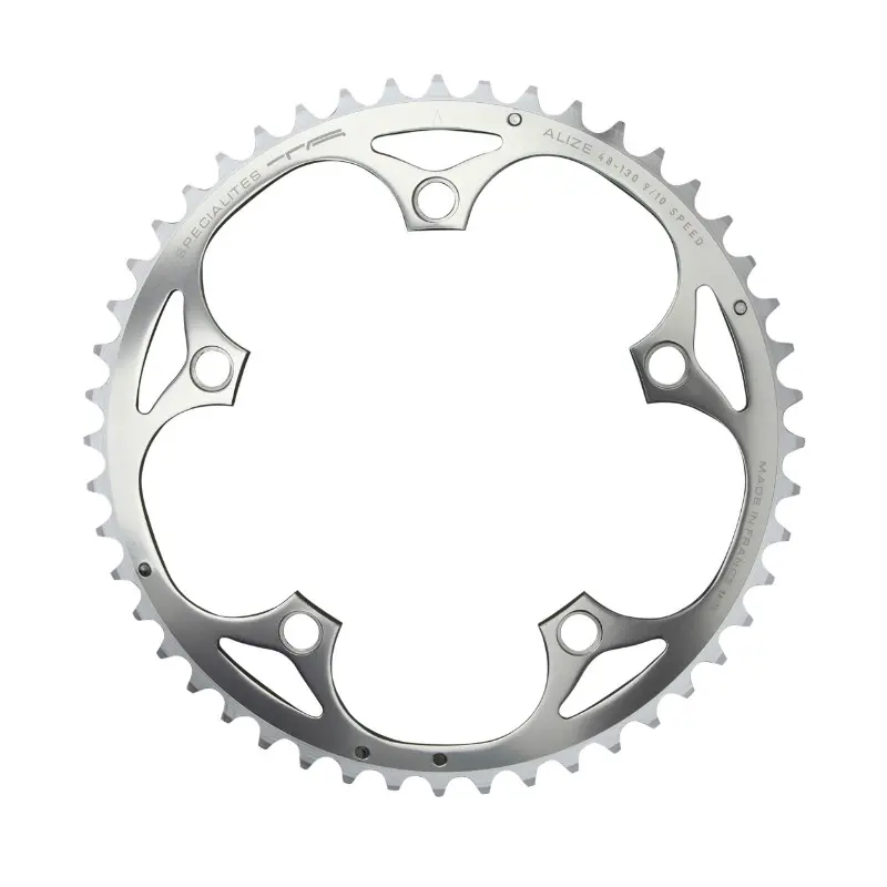 Plateau route 5BRA d.130 ta alize 48DTS exterieur argent alu 7075 type shimano 8-9-10V.