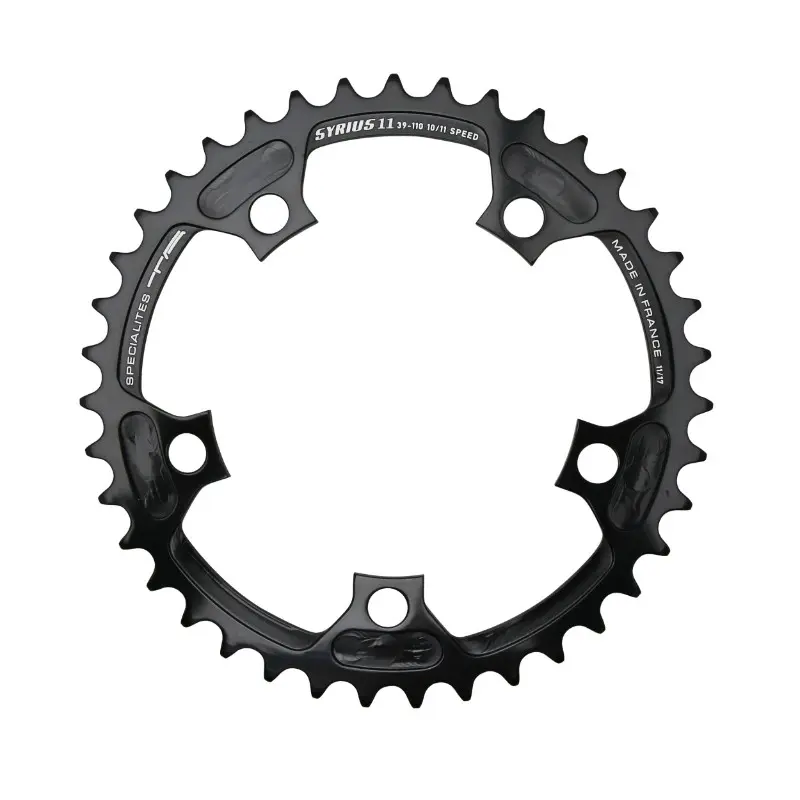 Rennrad-Kettenblatt 5BRA d.110 TA SYRIUS 42DTS außen schwarz Alu 7075 Typ Shimano 10-11G.
