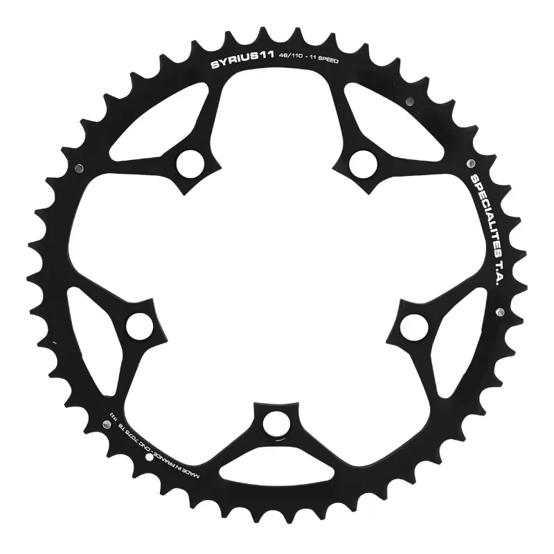 Rennrad-Kettenblatt 5BRA d.110 ta syrius 46Z außen schwarz Alu 7075 Typ Shimano 10-11N.