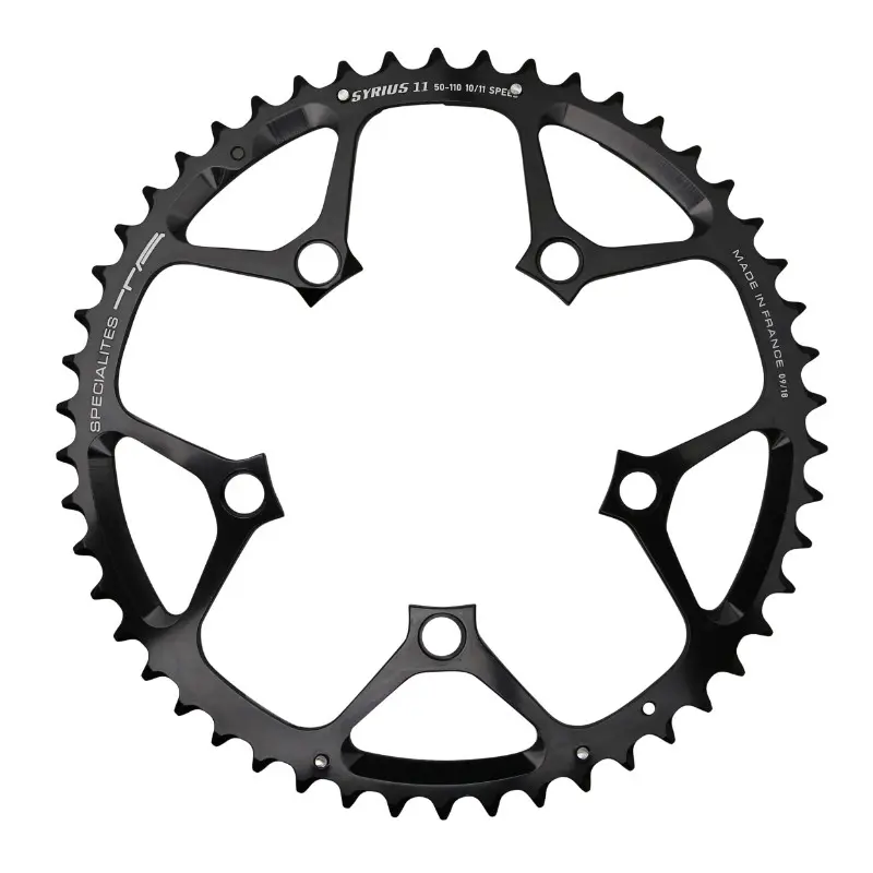 Plateau route 5BRA d.110 ta syrius 50DTS exterieur noir alu 7075 type shimano 10-11V.