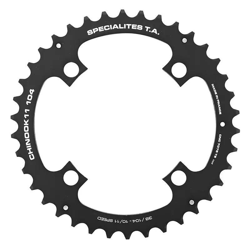 MTB چین رِنگ 4BRA d.104 ta chinook ڈبل-ٹرپل 38DTS بیرونی سیاہ ایلومینیم Shimano - SRAM - race face - FSA 10-11V. کے لیے۔ (ٹرپل چین رِنگ مڈل کے ساتھ مطابقت پذیر)