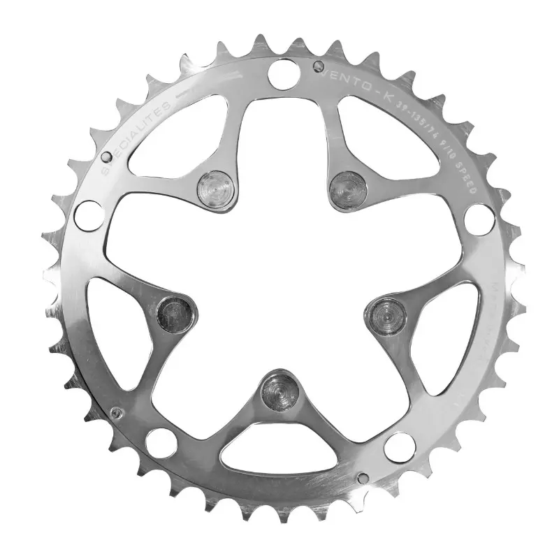 Cestný prevodník Spécialités TA 5BRA priemer 135 ta vento triple 39 DTS nosič strieborný hliník 7075 typ Shimano 9-10 rýchlostí