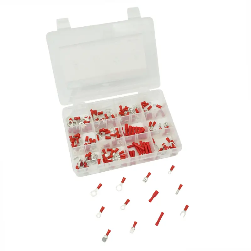 P2R 단선 0.5~1.5 mm²용 범용 프리절단 단자 적색 165개 세트