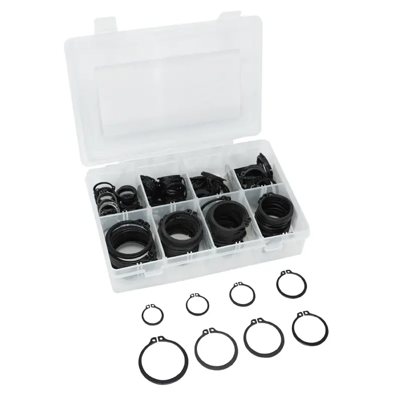 Circlips extérieurs assortiment 8 tailles diamètre 20 à 45 mm boîte 250 pièces P2R