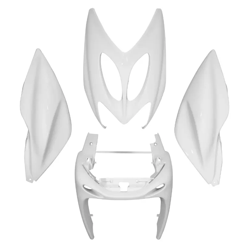 سکوٹر کے لیے ایڈاپٹ ایبل باڈی ورک/فیرنگ MBK 50 Nitro 1997-2012 / Yamaha 50 Aerox 1997-2012 چمکدار سفید 4 ٹکڑوں کا کٹ P2R
