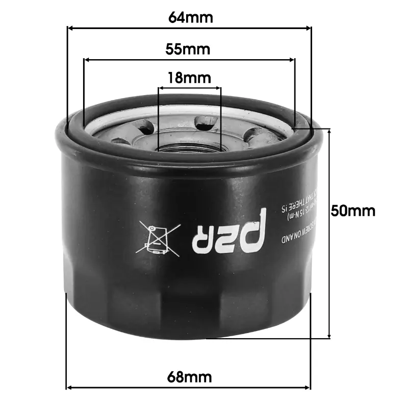 Ölfilter Maxiscooter passend für yamaha 500 TMAX 2001+2011, 530 TMAX 2012+2016 (OEM 5dm-13440-00) - kymco 500 xciting (68X50MM) (equivalent HF985) -P2R — Ansicht 2