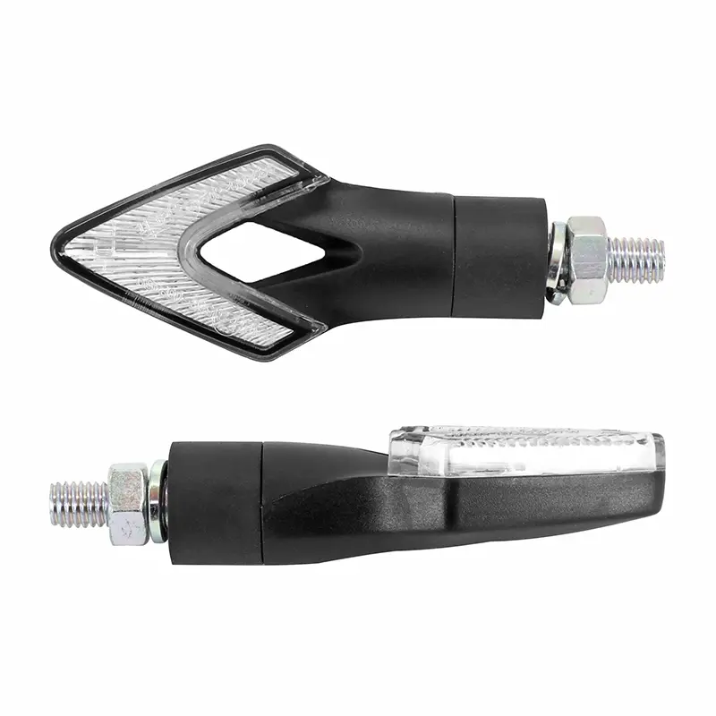 Clignotant moto Avoc iwa 7 leds avants + 2 leds arrieres base ABS transparent-noir mat (l 80MM - h 35MM - l 20MM) (homologue ce) (paire)