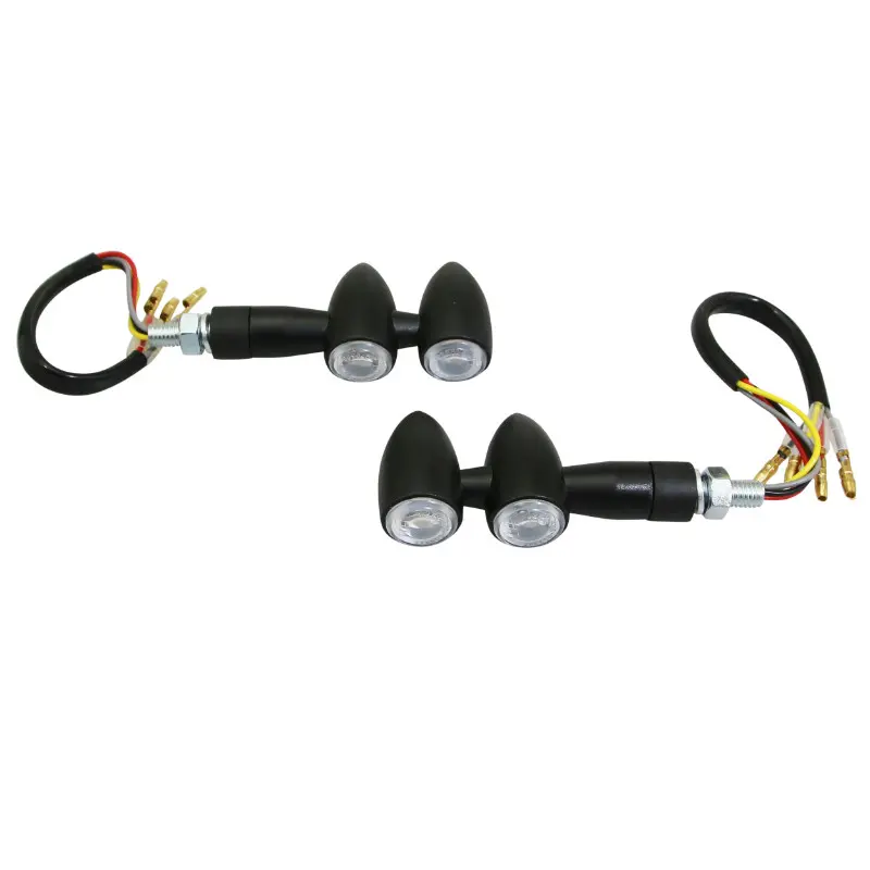 Avoc 미니 OWA 베이스 ABS 투명-무광 블랙 유니버셜 LED 오토바이 방향지시등 (1개 SMD 오렌지 방향지시등 + 1개 SMD 레드 테일램프) (길이 84MM - 높이 23MM - 너비 43MM) (CE 인증) (페어)
