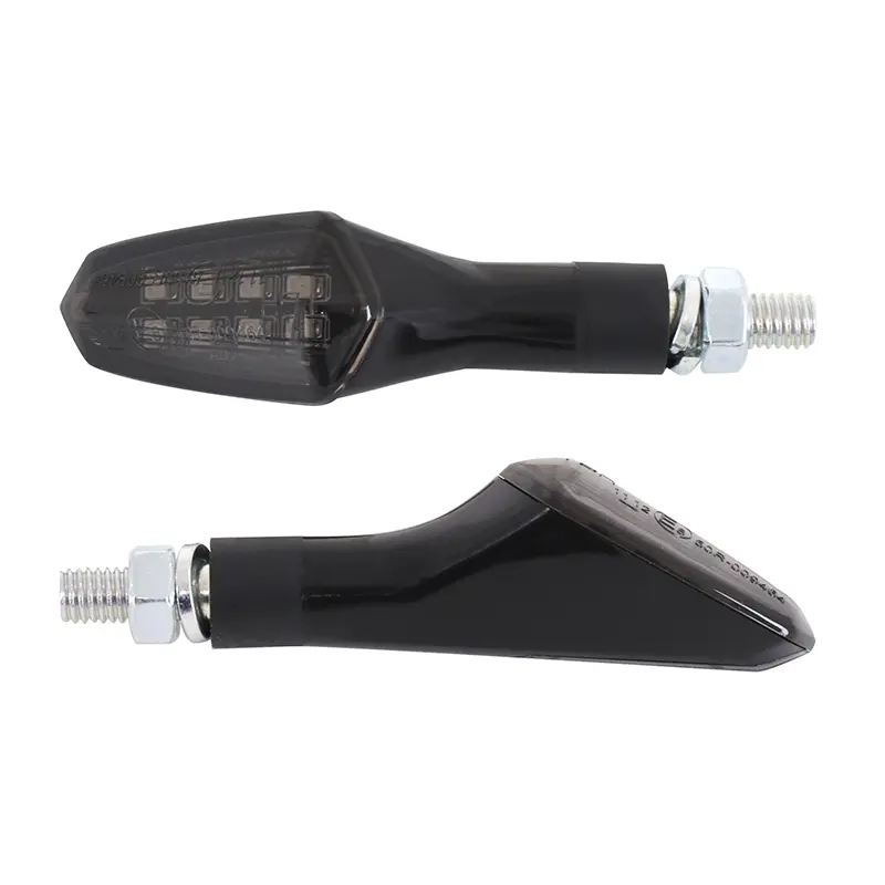 오토바이 방향지시등 Avoc kiyo 8개 SMD LED 전방 + 2개 SMD LED 후방베이스 ABS 투명-무광 블랙 (l 82MM - h 25MM - l 28MM) (CE 인증) (페어)