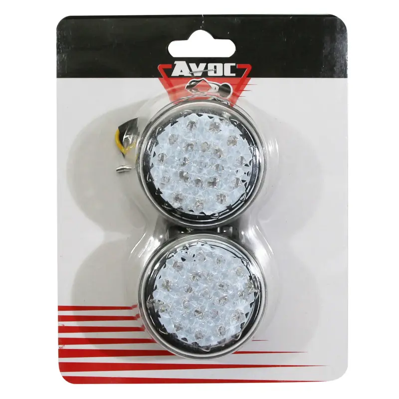 LED blinkr moto AVOC Mino base ABS transparentní-černý průměr 59 mm homologovaný CE (pár) — pohled 2
