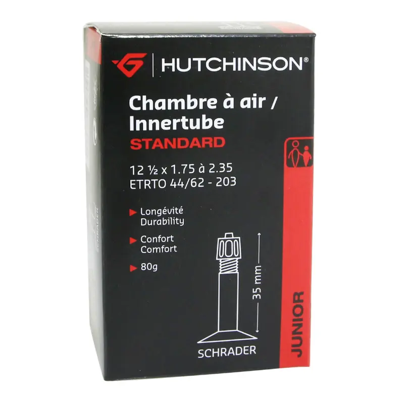 Chambre à air vélo 12 pouces 1,2 x 1,75 Hutchinson valve standard 35 mm 80 g
