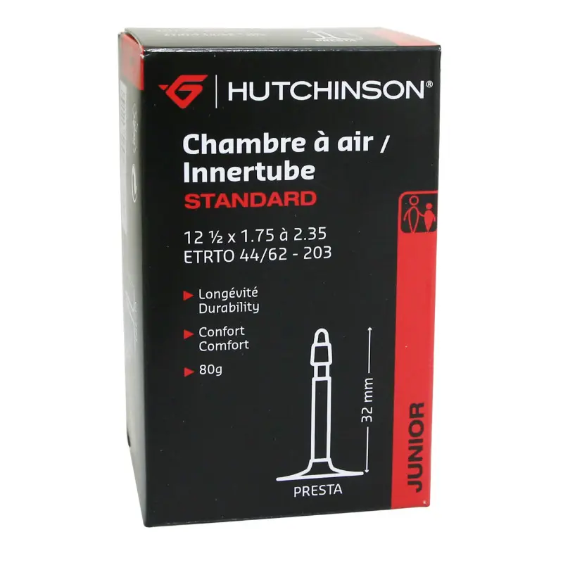 Chambre à air vélo 12 pouces 1,2 x 1,75 Hutchinson valve Presta 32 mm