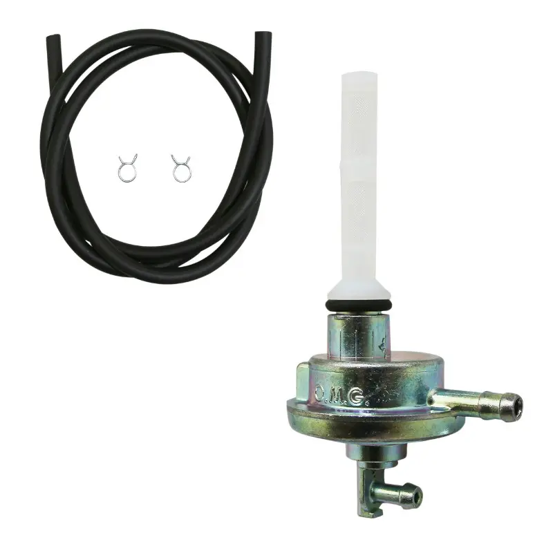 Robinet essence adaptable MBK Booster 50 2004+, Yamaha BWS 50 2004+, Gilera Stalker 50, Peugeot TKR 50 avec durite noir 5-8 mm 1 m et 2 colliers