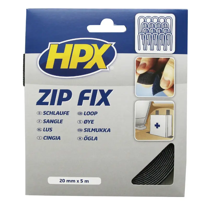 HPX selbstklebendes Klett-Doppelseitenband Zip Fix Band schwarz 20 mm x 5 m — Ansicht 2
