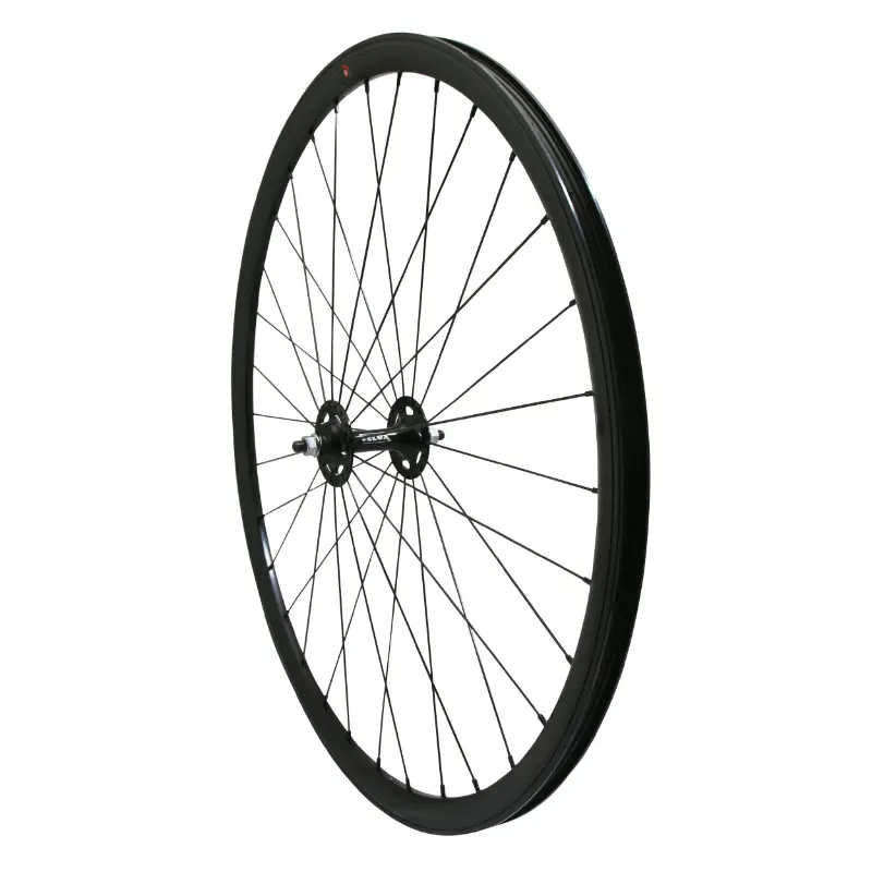 Roue route fixie patin P2R noir avant écrous jante 17C profil 28 mm