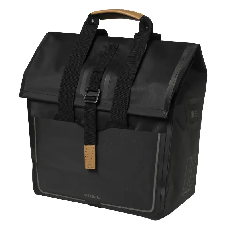 Seitliche Fahrrad-Gepäcktasche Basil Urban Dry Shopper schwarz wasserdicht 20L (32x15x37cm)