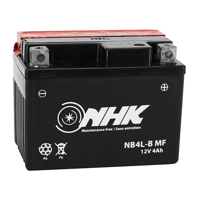 Batterie 12V 4 ah NB4L-B Nhk MF sans entretien livree avec pack acide (lg121xl71xh93m) (qualite premium - equivalent YB4L-B)