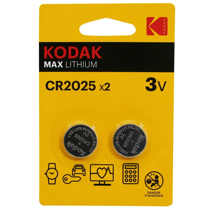 CR2025 কোডাক লিথিয়াম 3V বাটন সেল (2 পিসের প্যাক)