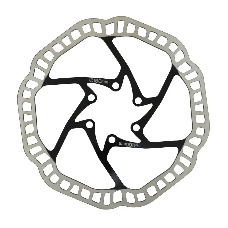 Disque de frein VTT Newton 180 mm 6 trous argent centre noir