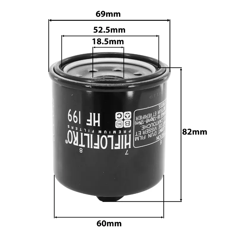Hiflofiltro HF199 Ölfilter passend für Indian 1200 Scout ABS 2020+-Polaris 550 Sportsman Quad 2011+2014 (65X77MM) — Ansicht 5