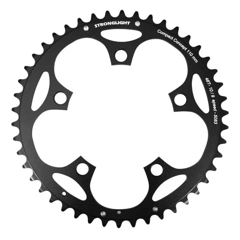 Straßen-Kettenblatt 5BRA d.110 Stronglight Dural 46DTS außen schwarz Typ Shimano 10-9V.