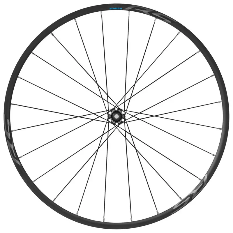 Roue route disque 700 Shimano RS370 avant centerlock tubeless ready axe traversant 12-100 mm noir hauteur jante 23 mm