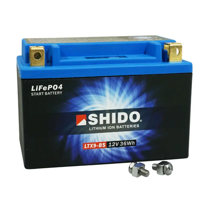 Batterie 12V 3 ah LTX9-BS Shido lithium ion prete a l'emploi (lg150xl87xh105) remplace YTX9-BS