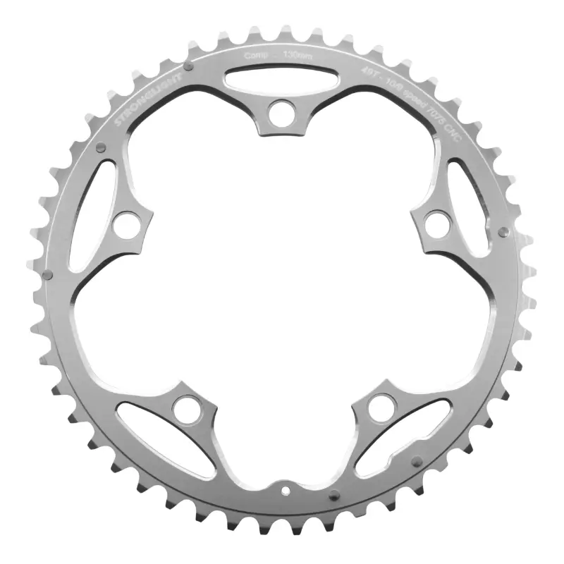 Шатун шоссейный 5BRA d.130 Stronglight 49DTS внешний серебро ал 7075 тип shimano 9-10V.