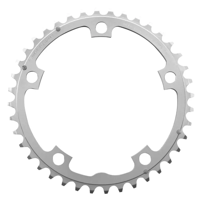 Straßen-Kettenblatt 5BRA Ø130 Stronglight 40DTS Triple Mitte silber Alu 7075 Typ Shimano 9-10-fach.