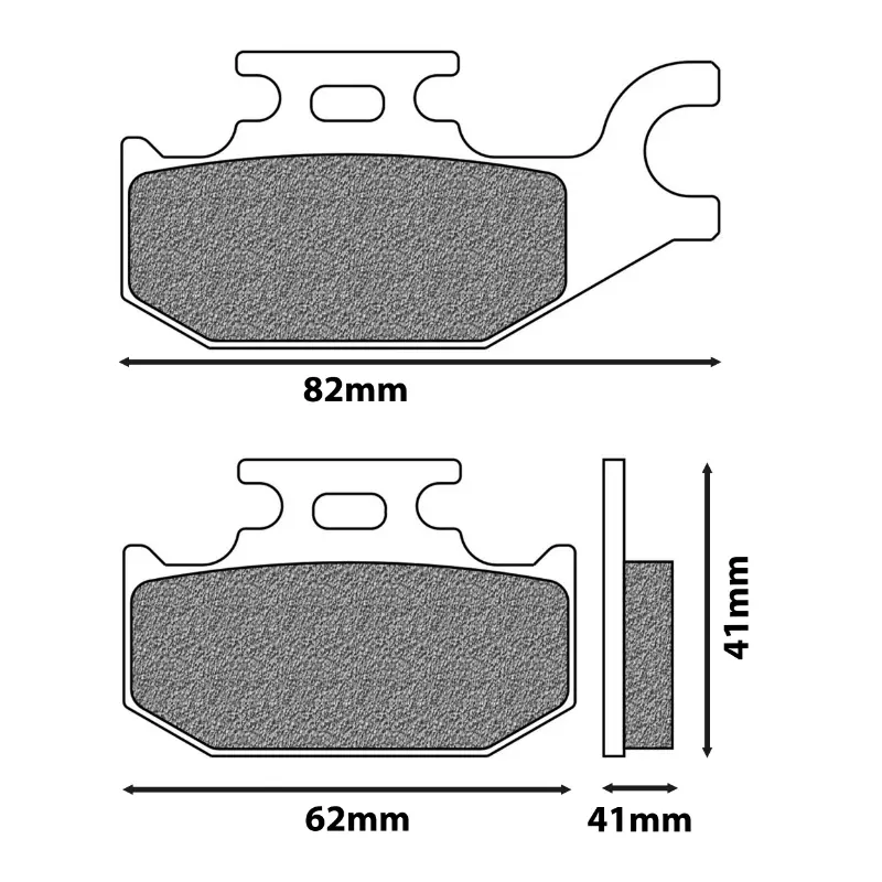 Brzdové destičky Newfren pro suzuki 125 burgman 2007+ zadní, 125 sixteen 2008+2011 zadní (d 82MM-62MM - v 41MM - t 9.5MM) (FD0301BV) (ATV organické) — pohled 2