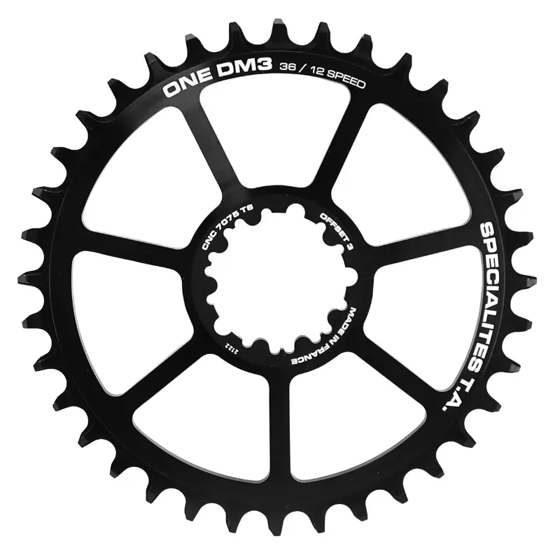VTT用 ダイレクトマウント チェーンリング Sram GX - XX1 - X01用 タイプ DM3 36T 11-12速. ナローワイド ブラック (トランスミッション ブースト オフセット 3MM)