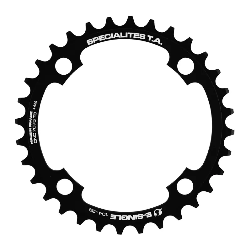 Kettenblatt VAE-E-BIKE 4BRA d.104 für Bosch - Brose - Yamaha - Giant - Shimano E-Steps TA E-Single 32DTS Mono schwarz Alu 7075