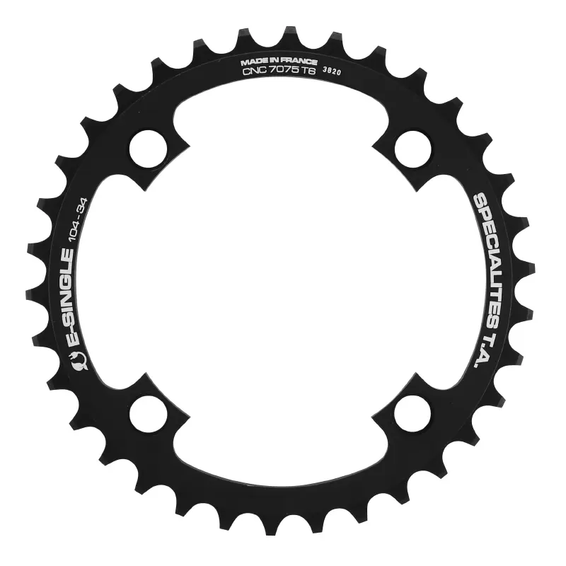 Kettenblatt VAE-E-Bike 4BRA d.104 für Bosch - Brose - Yamaha - Giant - Shimano E-Steps TA E-Single 34DTS Mono Schwarz Alu 7075