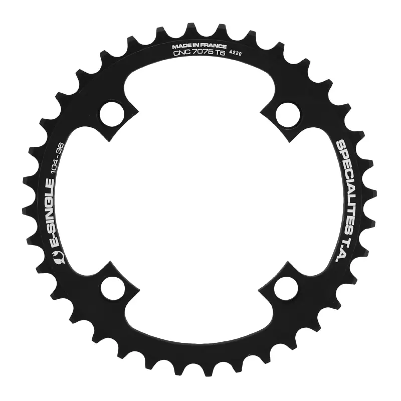 Kettenblatt vae-e-bike 4BRA d.104 für bosch - brose - yamaha - giant - shimano e-steps ta e-single 36DTS mono schwarz alu 7075