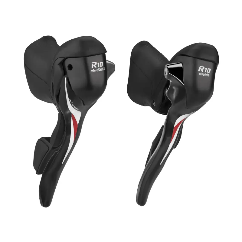 Leviers-manettes route Microshift 10V double alu noir compatible Shimano (paire)