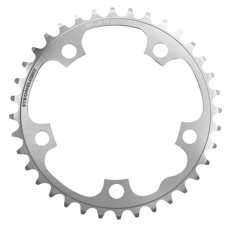 Plateau route 5BRA d.110 Stronglight 36DTS interieur argent alu 7075 type shimano 9-10V.