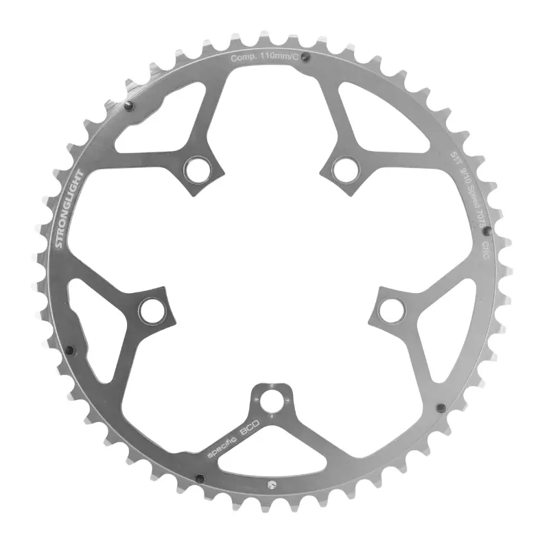 로드 체인링 Stronglight 5BRA 직경 110 울트라 토크 51DTS 외측 Campagnolo 실버 알루미늄 7075