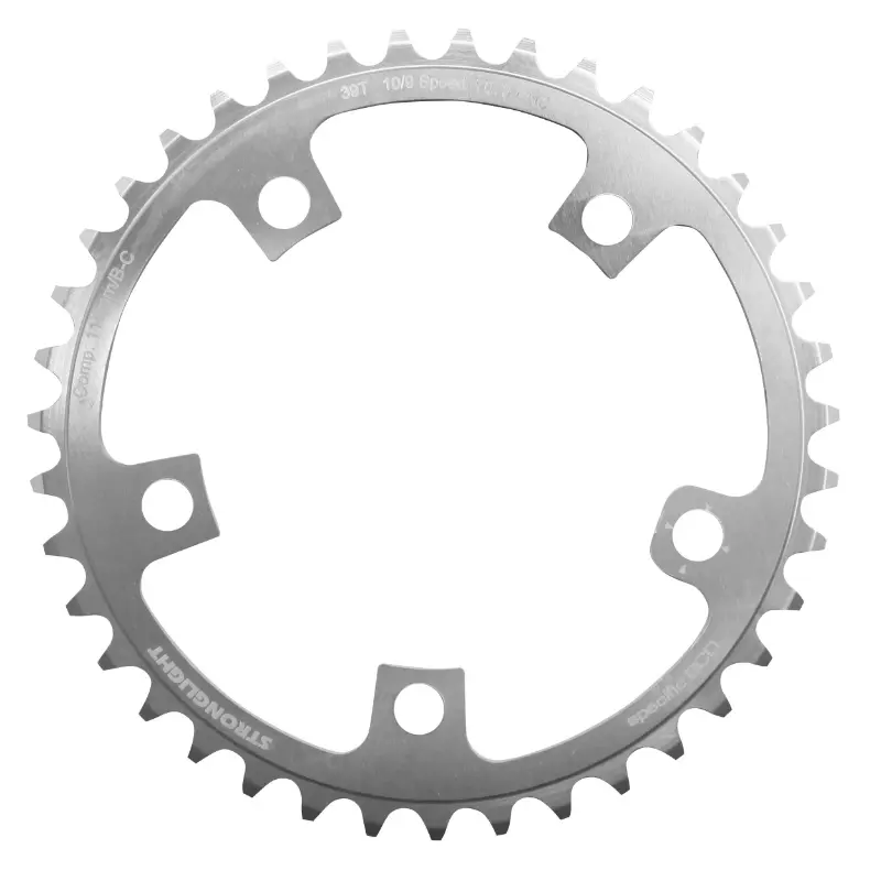 Cestna zobata ploščica 5BRA premer 110 Stronglight ultra torque 39DTS notranja campagnolo srebrna alu 7075 10V.