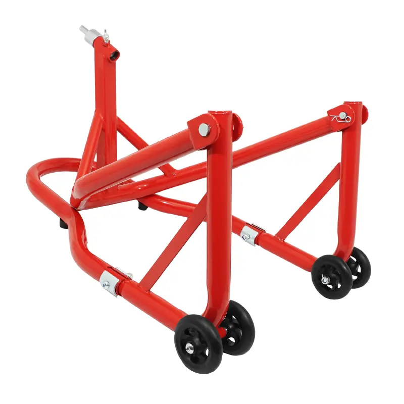 Lève-béquille stand moto P2R avant fixation sous fourche acier rouge 68 cm