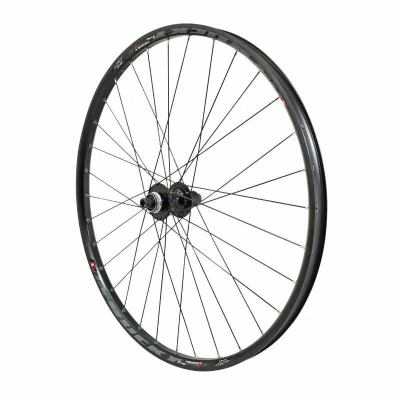 MTB-Felge 29" Velox Trucky 30 Tubeless Ready Hinterrad Centerlock Schwarz Shimano TC500 Nabe Microspline Kassette 12-fach Steckachse 12x142 30C Felge 32 Speichen
