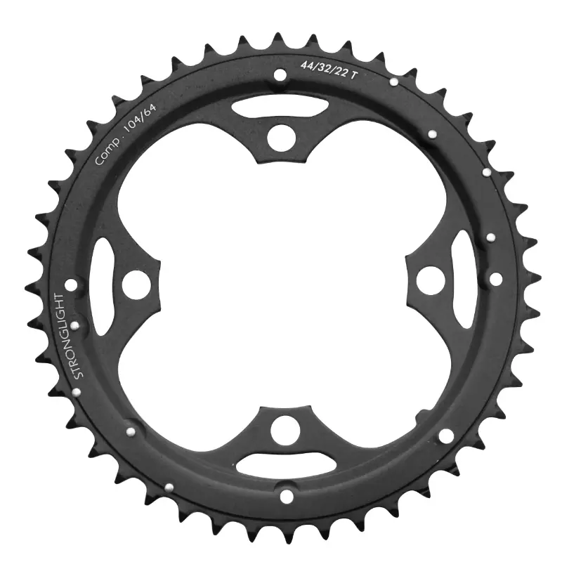 Plateau VTT 4BRA d.104 Stronglight triple 44DTS exterieur noir alu 8-9V.