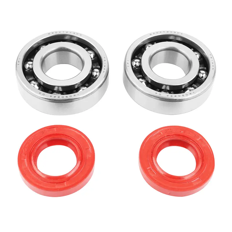 Roulement d'embiellage + joint 50 a boite P2R adaptable derbi 50 senda, gpr-gilera 50 SMT, RCR (moteur euro 2 + euro 3) (kit 6204 tpi polyamide C4-JOINT racing rouge)