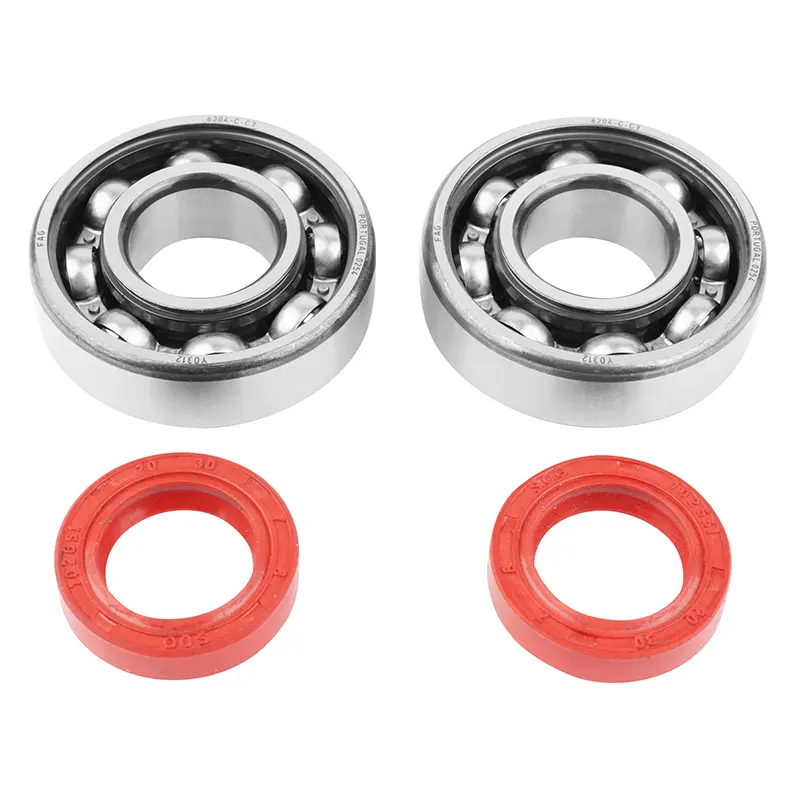 Pleuellager + Dichtung Roller P2R passend für Peugeot 50 Ludix Speedfight 3 Jet Force Kisbee Django Citystar 2T (Satz 6204 FAG Stahl C3 Rote Racing-Dichtung)