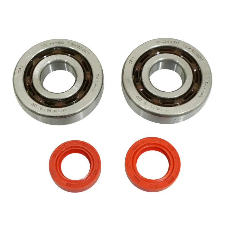 Pleuellager + Dichtung Scoot P2R adaptierbar Piaggio 50 Zip 2T, Typhoon, NRG/Gilera 50 Stalker, Runner (Kit SC04A47CS TPI Polyamid/Dichtung Racing rot)