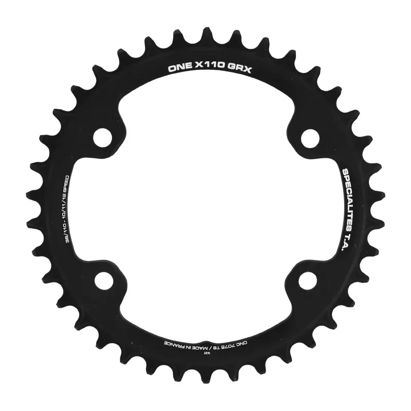 Platou gravel 4BRA d.110 pentru shimano GRX mono ta X110 one 38DTS compatibil rx600-rx810 negru 10-11V.